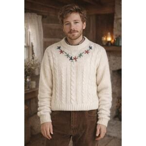 Vintage Tilbury Mens Sweater Size 42 Hand Knit Cabincore Rustic Grandpacore